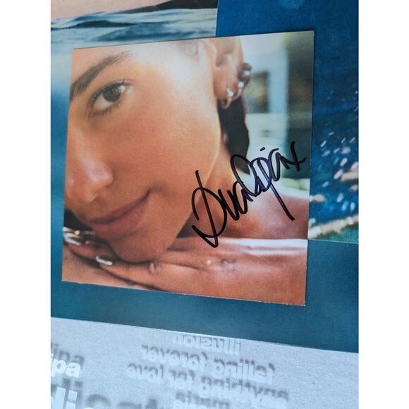 Dua Lipa Vinyl Hand Signed Insert Radical Optimism New Autograph Blue And White - Picture 1 of 11